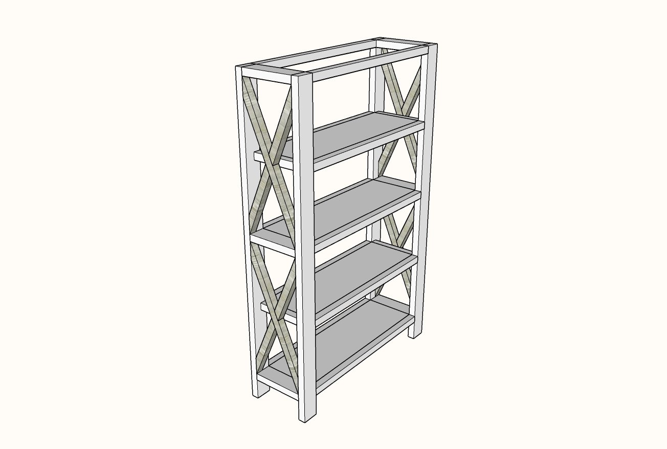 Rustic X Tall Bookshelf — step 4