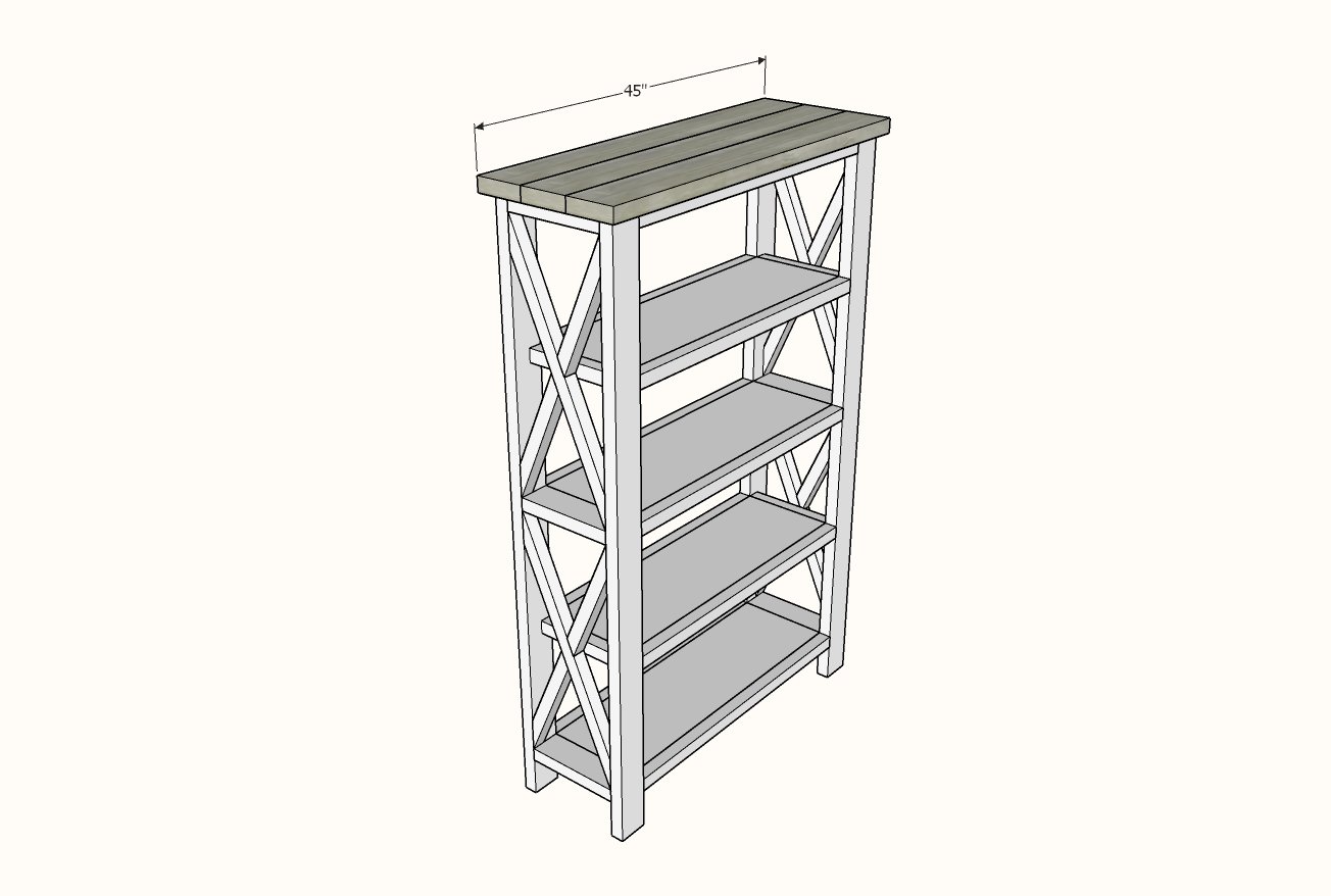 Rustic X Tall Bookshelf — step 5