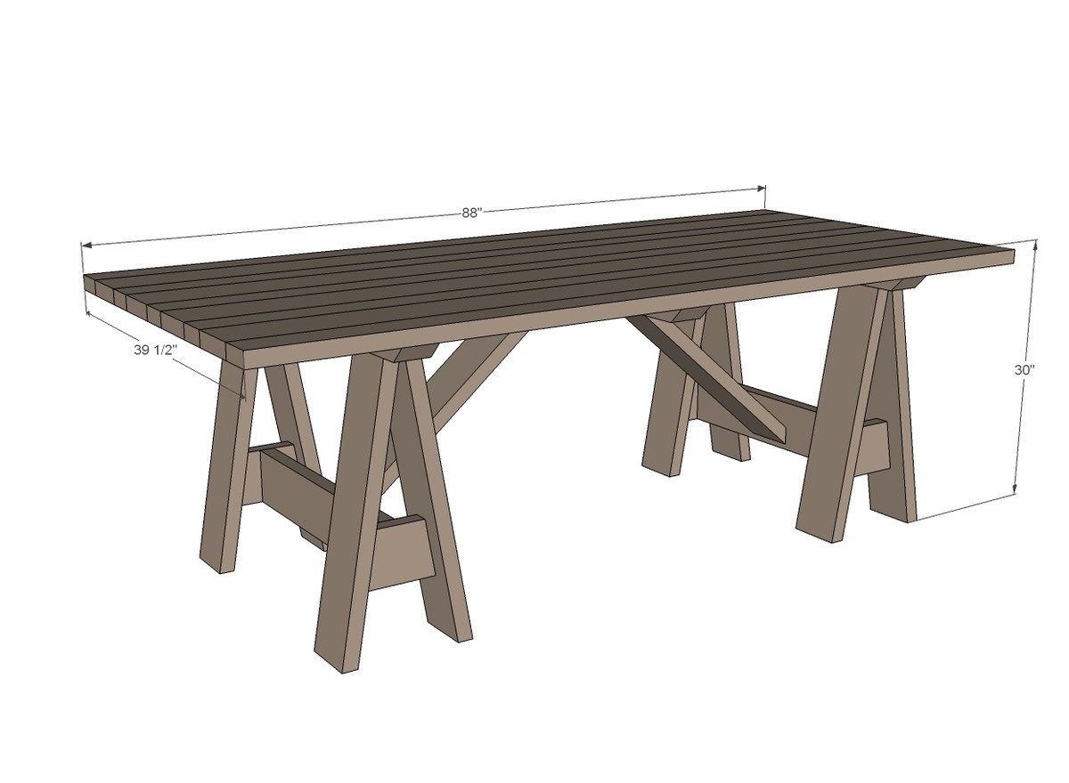 Sawhorse Outdoor Table dimension diagram 1