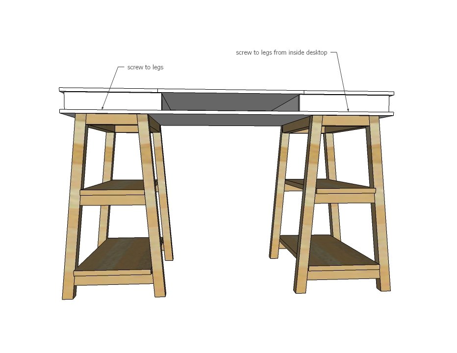 Sawhorse Storage Leg Desk — step 4