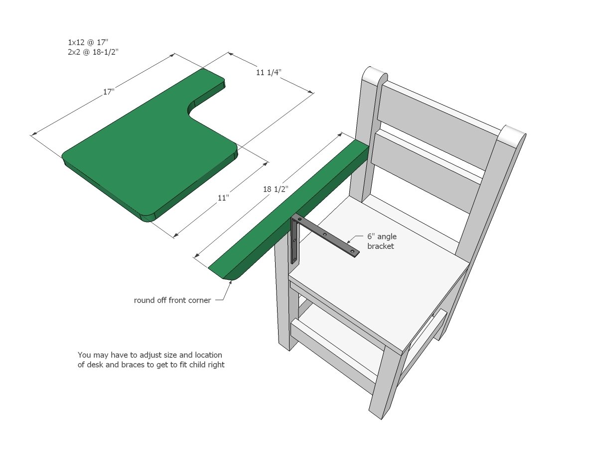 Schoolhouse Chair with Writing Pad Desk — step 5