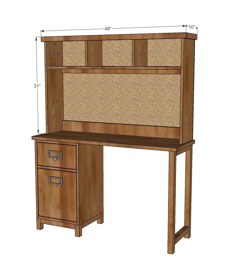 Schoolhouse Desk Hutch dimension diagram 1