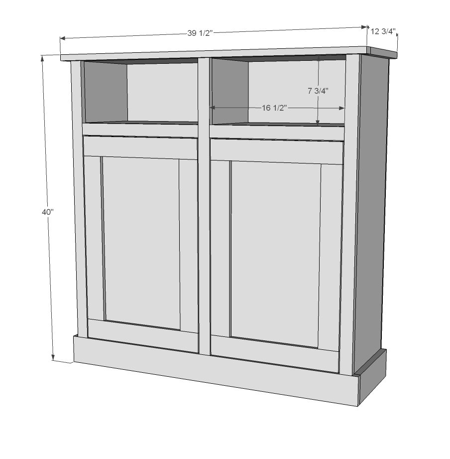 Shanty Open Shelf Console dimension diagram 1