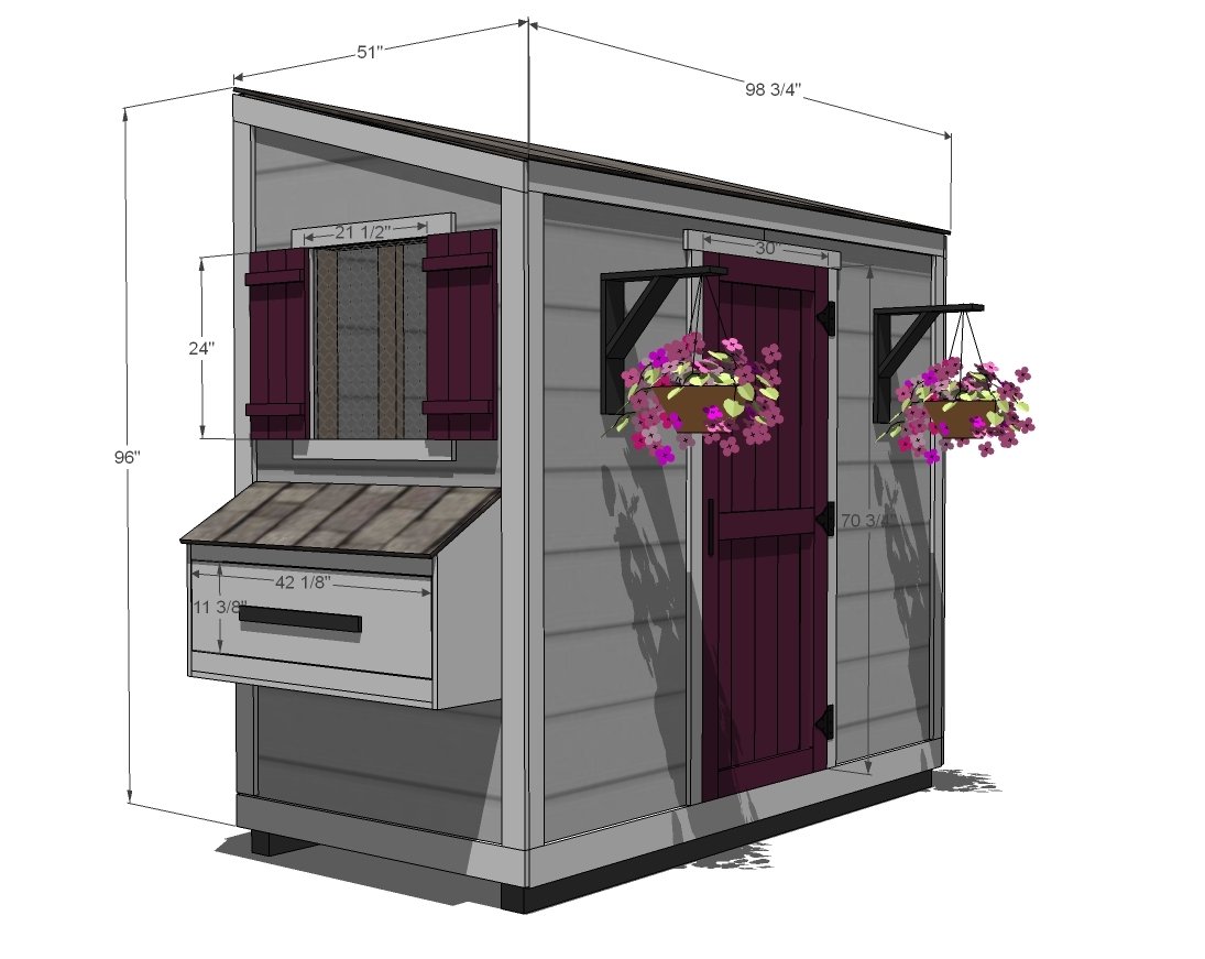 Shed Chicken Coop dimension diagram 1