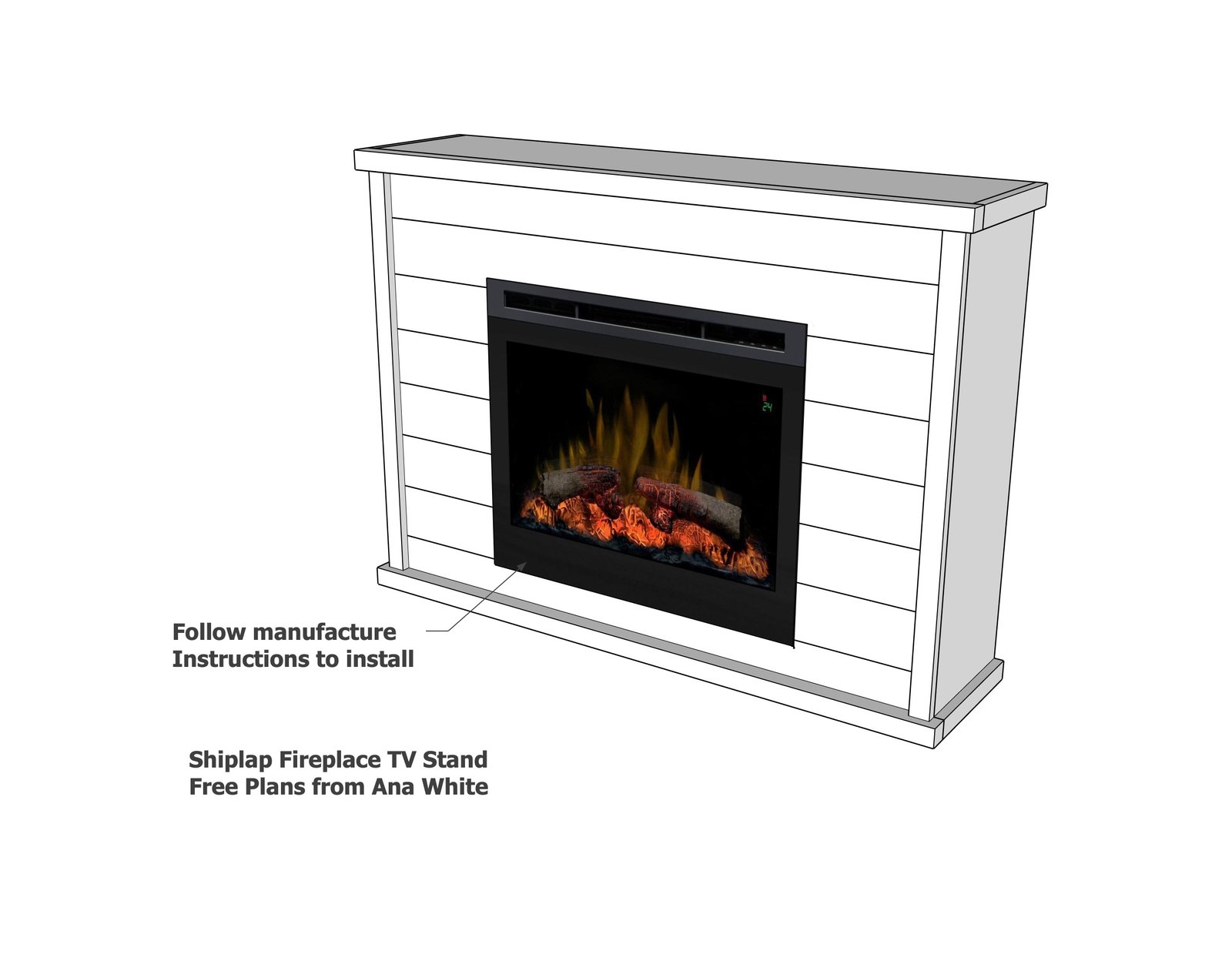 Shiplap Fireplace TV Stand — step 9