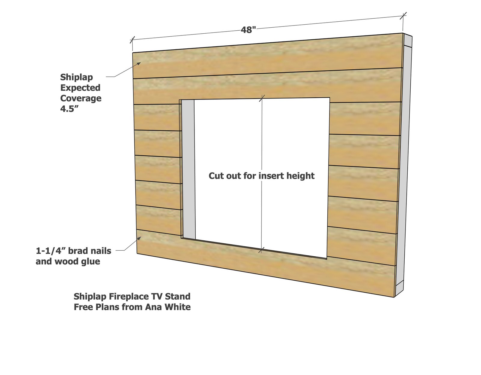 Shiplap Fireplace TV Stand — step 2