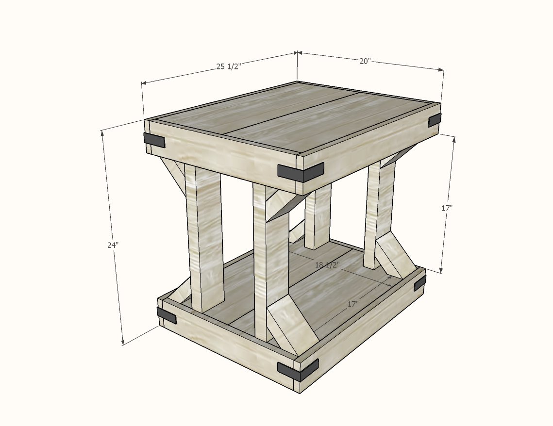 Side Table [Modern Farmhouse Collection] dimension diagram 1