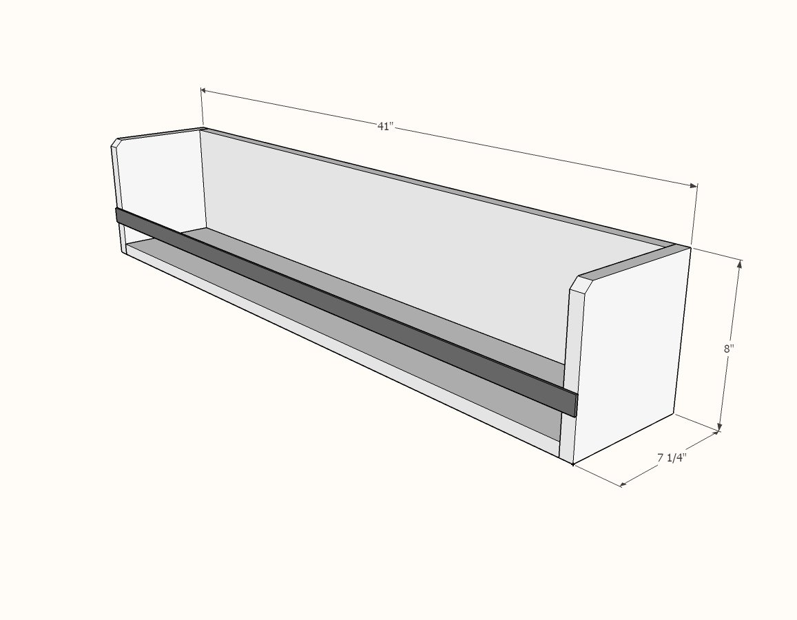 Simple 1x6 Storage Shelves dimension diagram 1