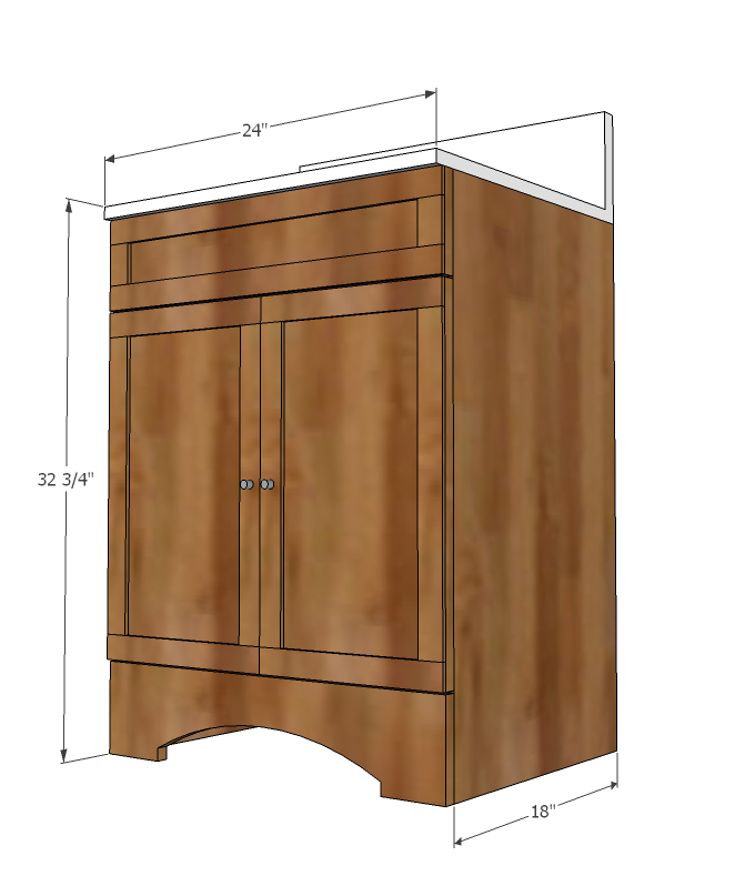 Simple 24" Bath Vanity dimension diagram 1