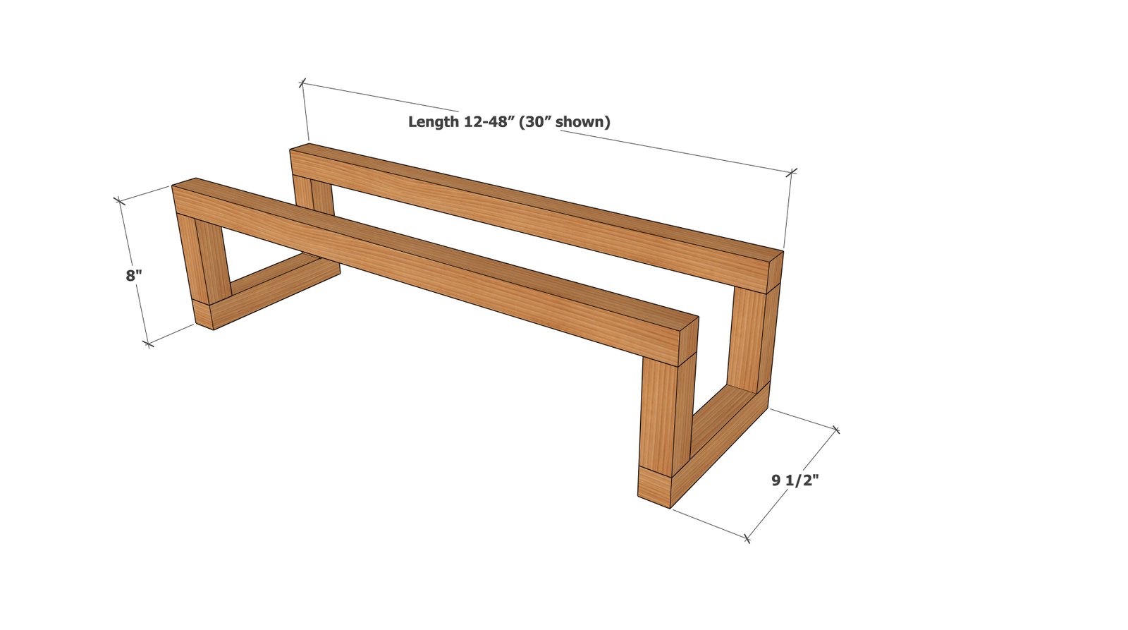 Simple 2x2 Shoe Rack dimension diagram 1