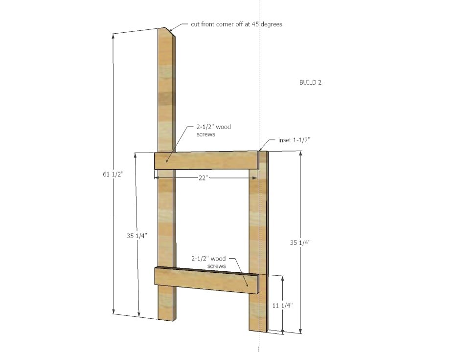 Simple 2x4 Potting Bench with Slatted Back — step 1