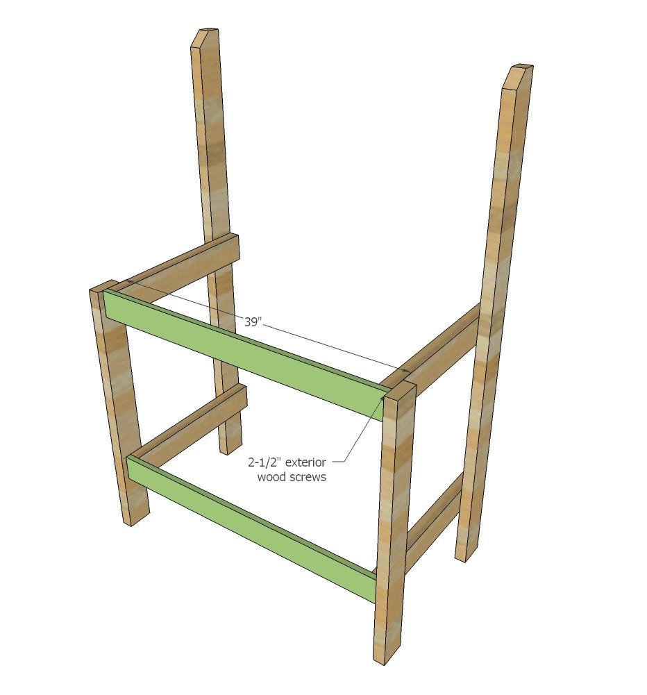 Simple 2x4 Potting Bench with Slatted Back — step 2