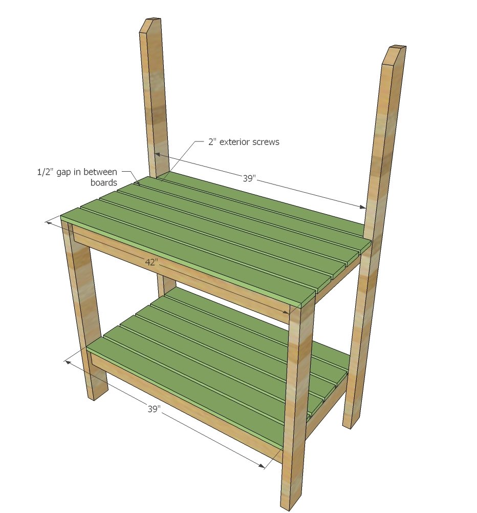 Simple 2x4 Potting Bench with Slatted Back — step 3