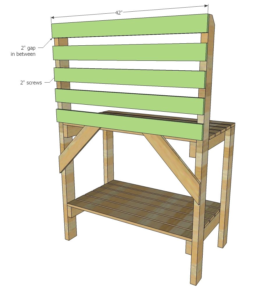 Simple 2x4 Potting Bench with Slatted Back — step 5