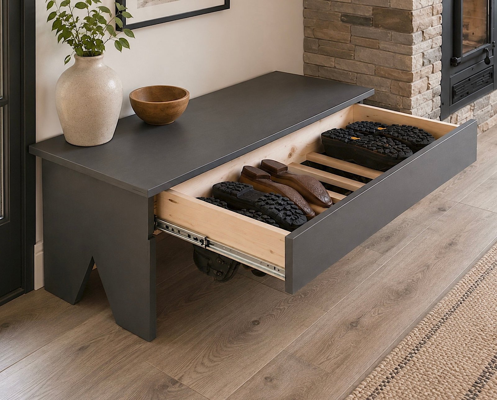 Simple Bench with Hidden Boot Storage
