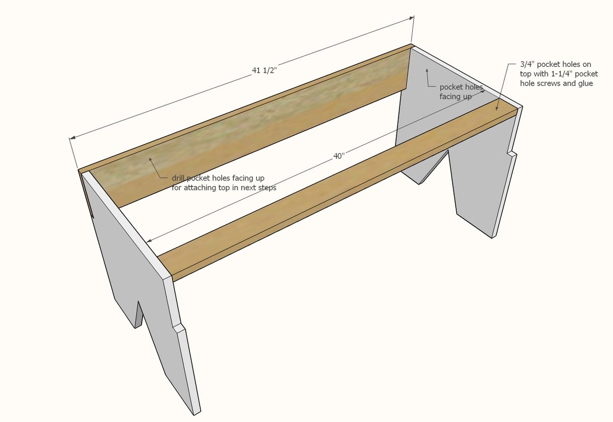 Simple Bench with Hidden Boot Storage — step 2