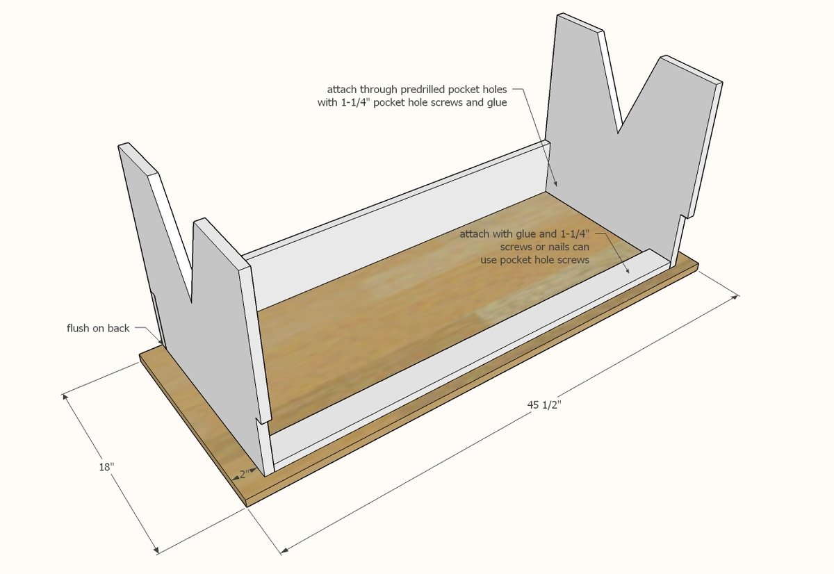 Simple Bench with Hidden Boot Storage — step 5