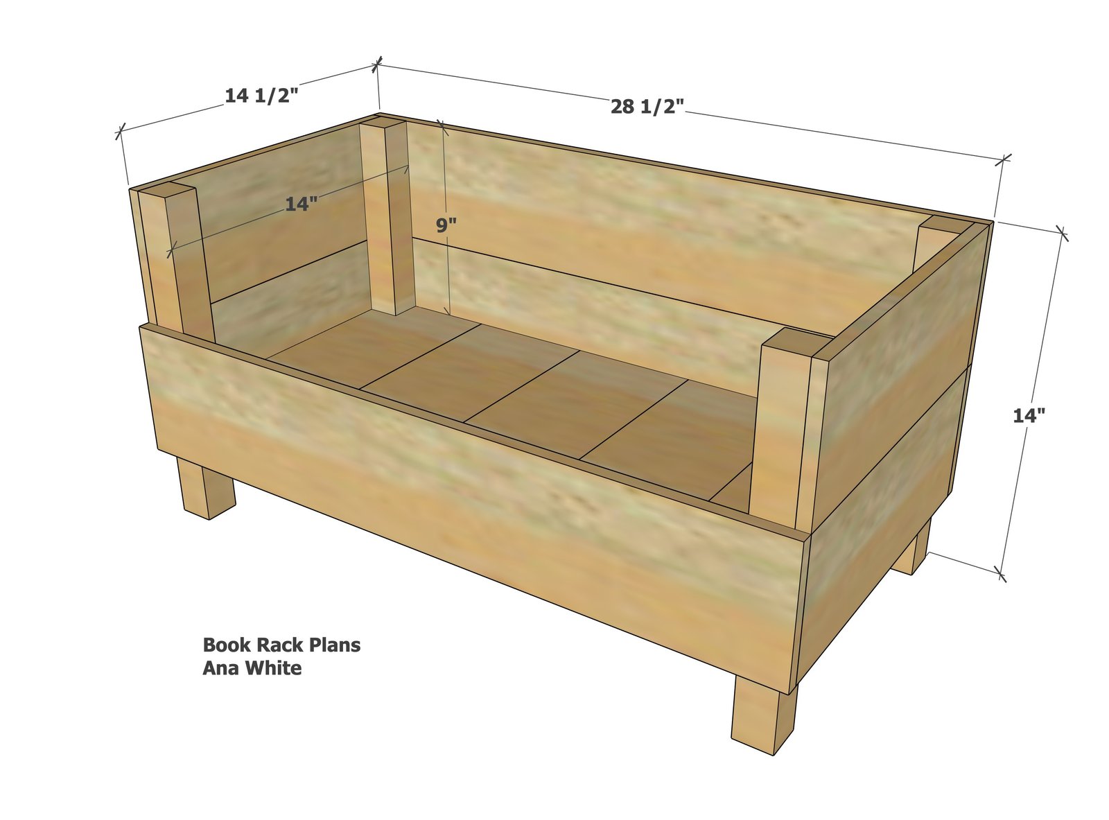 Simple Book Rack dimension diagram 1