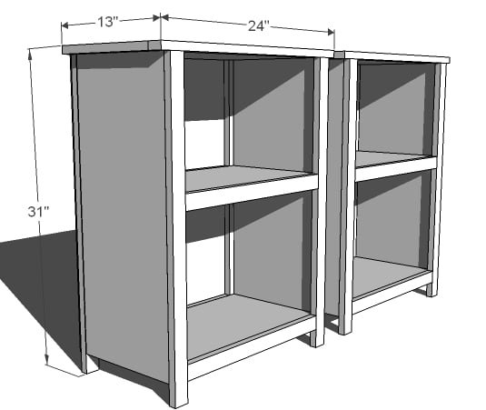 Simple Bookshelves with Front and Back Face Frames dimension diagram 1