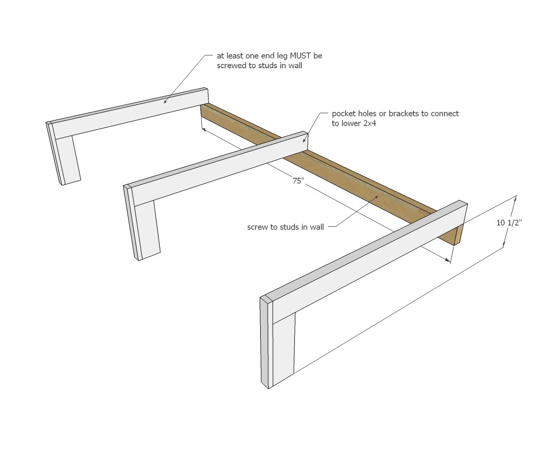 Simple Built-In Daybed Frame — step 2