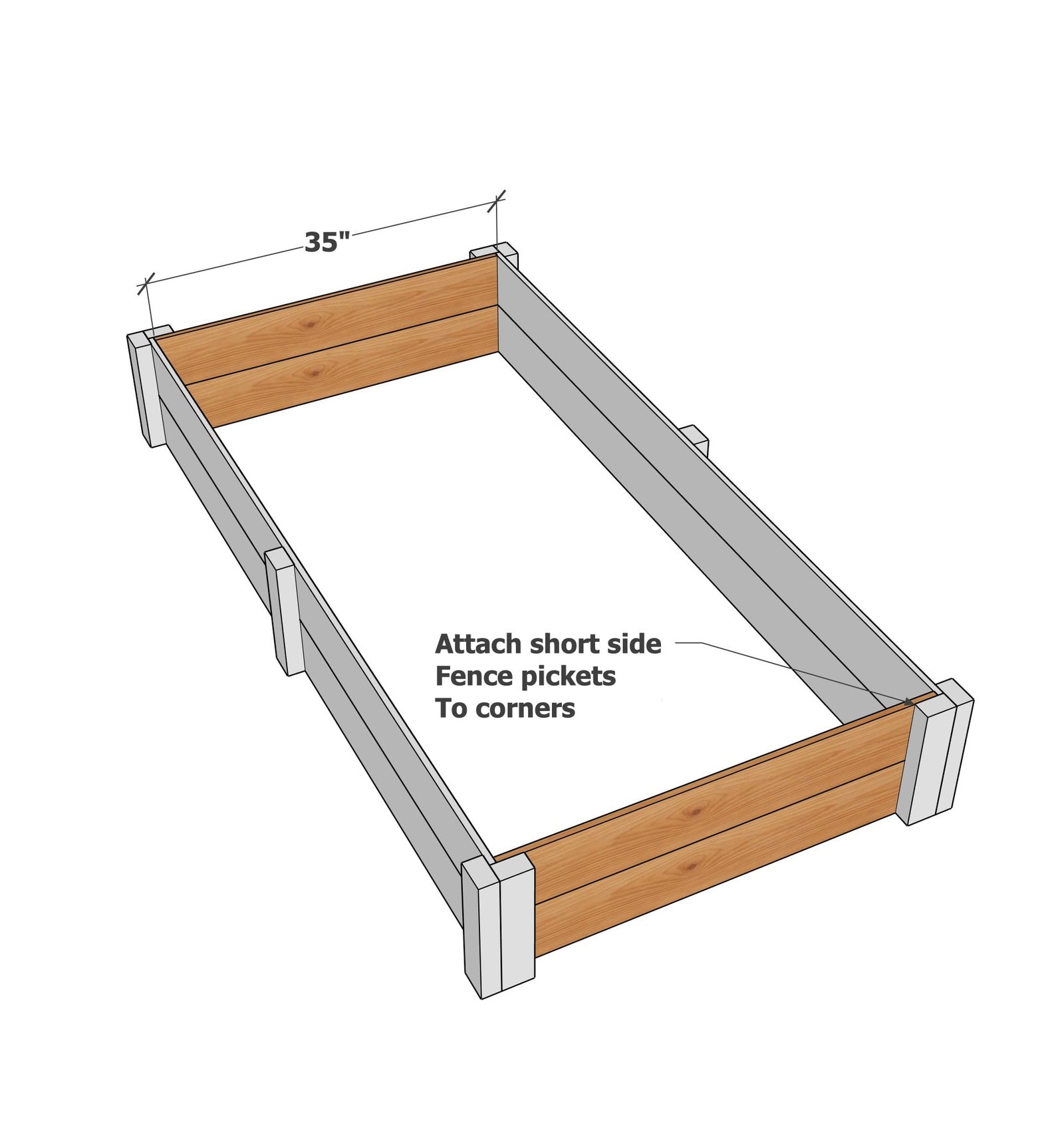 Simple Cedar Raised Garden Bed Plan (Made with Fence Pickets) — step 4