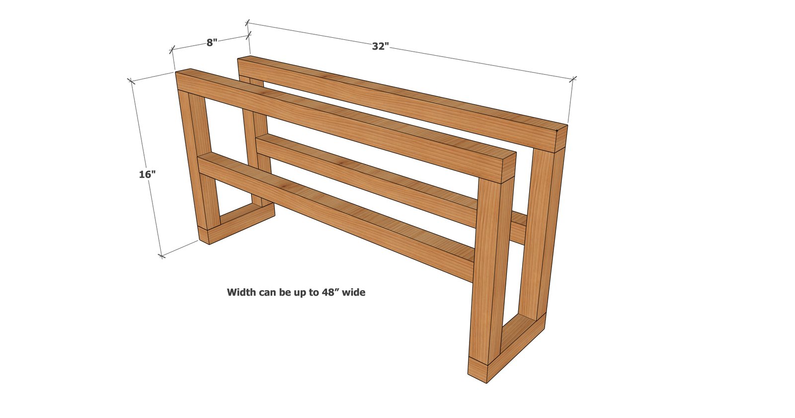 Simple Double Shoe Rack dimension diagram 1