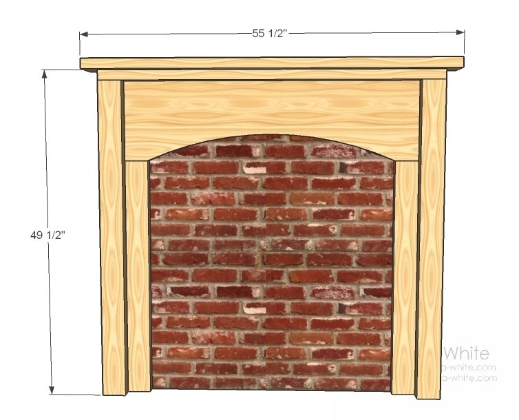 Simple Fireplace Mantle dimension diagram 1
