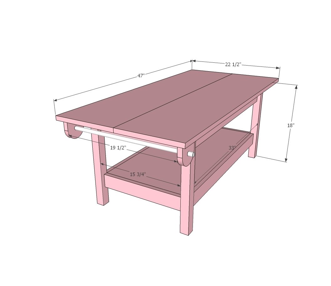 Simple Kids Play Table with Paper Roll Holder and Shelf dimension diagram 1