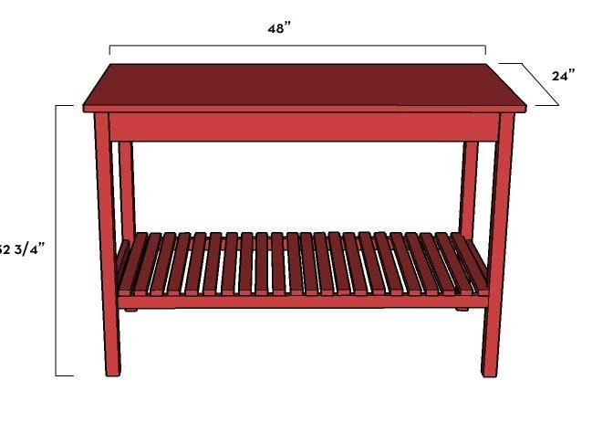 Simple Kitchen Island dimension diagram 1