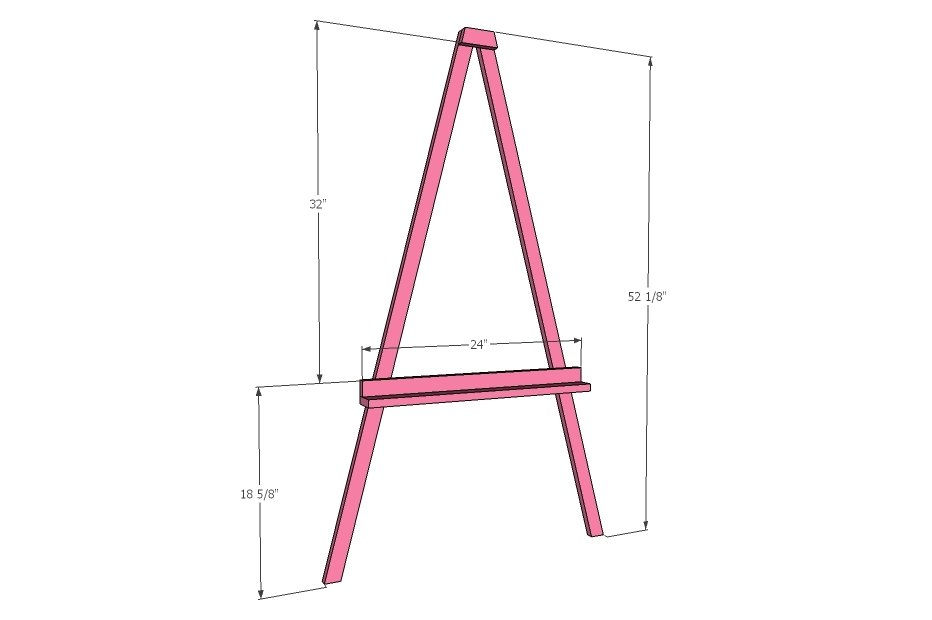 Simple Leaning Easel dimension diagram 1