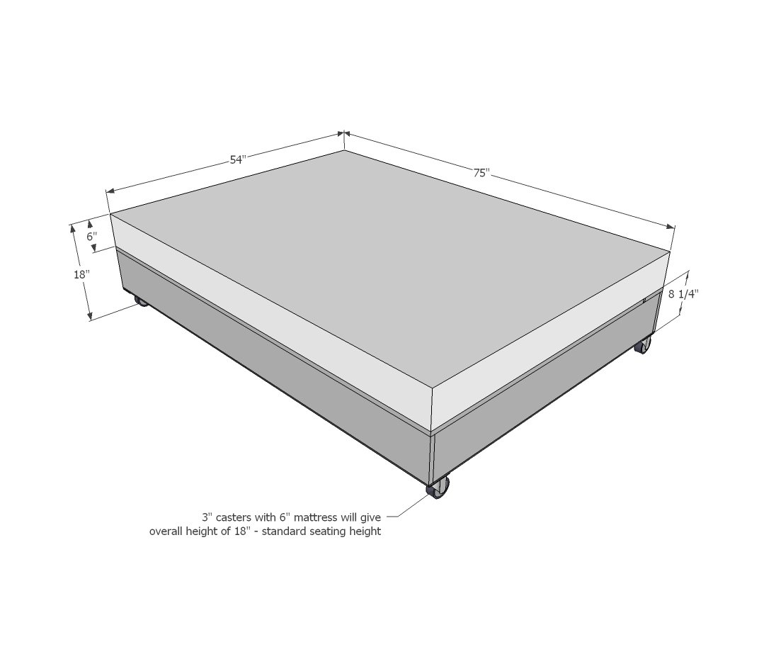 Simple Lift Top Storage Bed dimension diagram 1