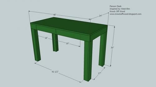 A Simple Modern Desk dimension diagram 1