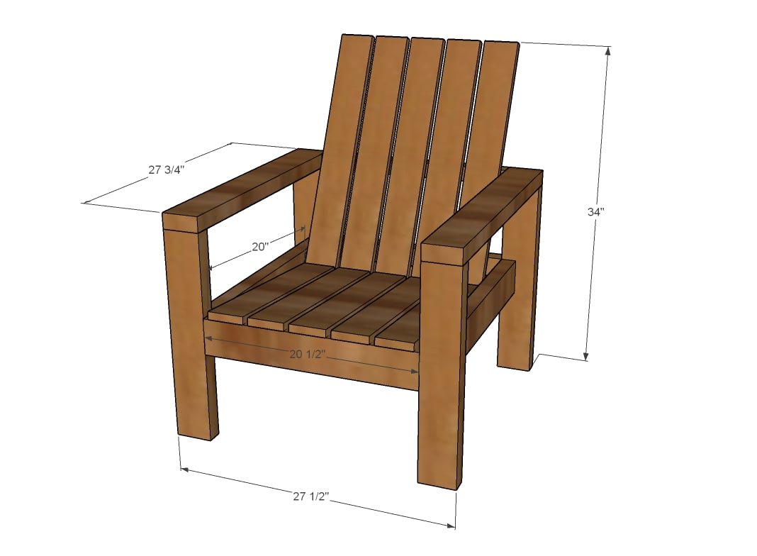 Simple Modern Outdoor Chair dimension diagram 1