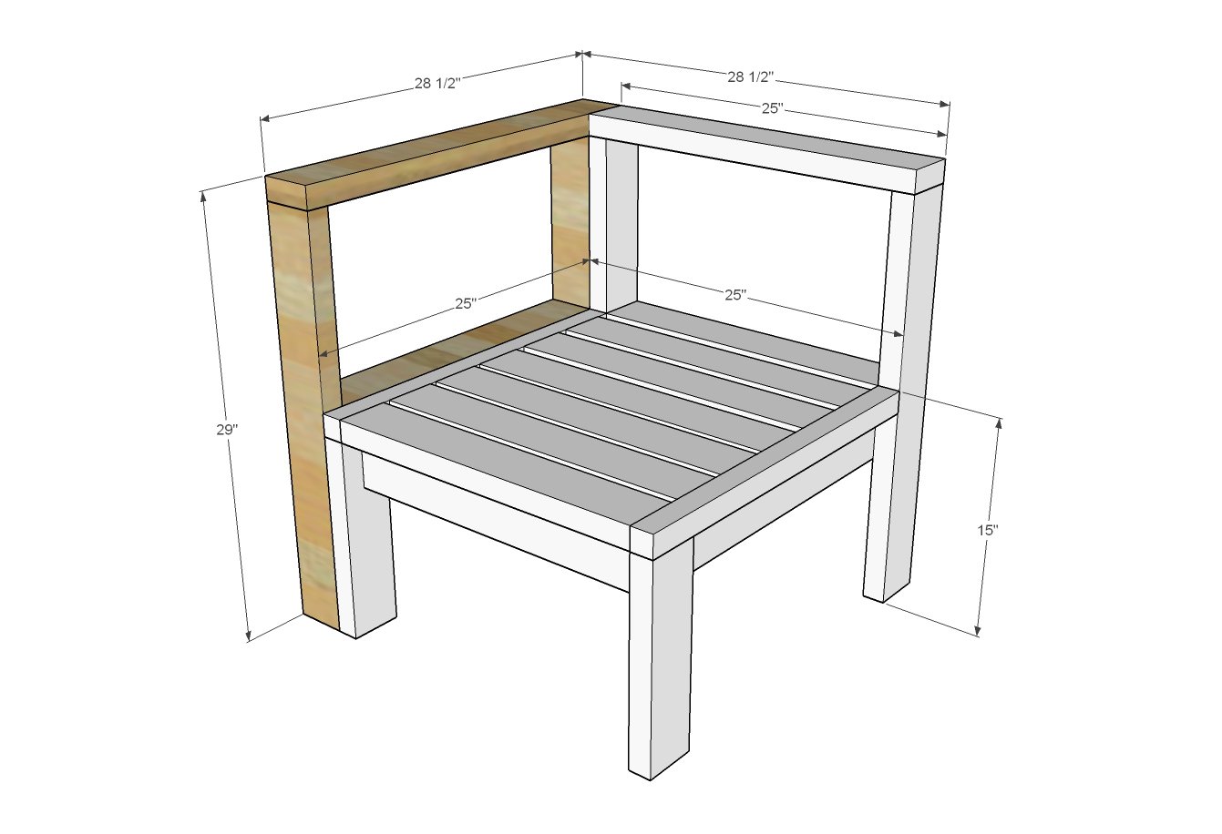 Simple Modern Outdoor Sectional dimension diagram 1