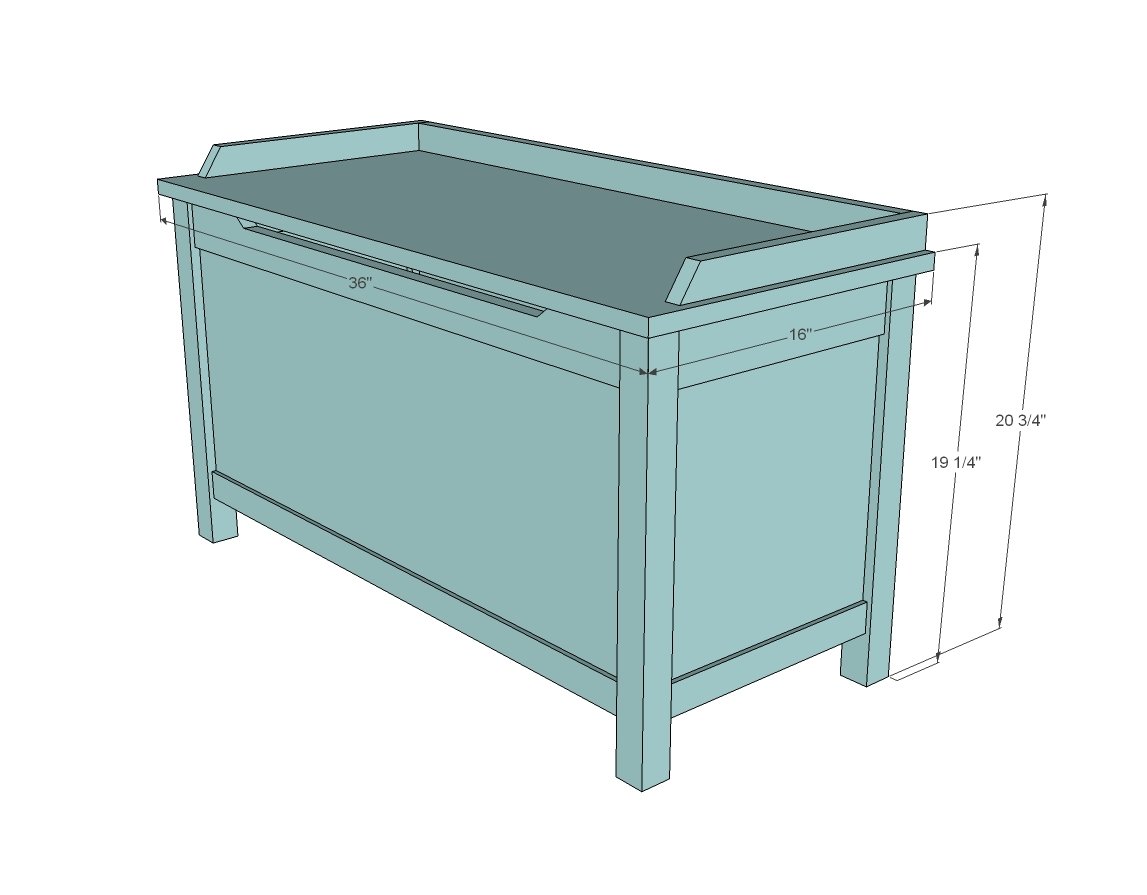 Simple Modern Toy Box with Lid dimension diagram 1