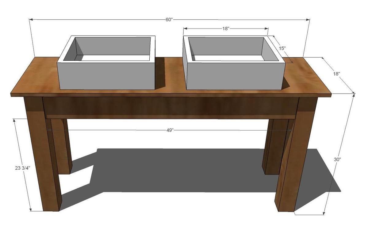 Simple Open Farmhouse Style Vanity dimension diagram 1