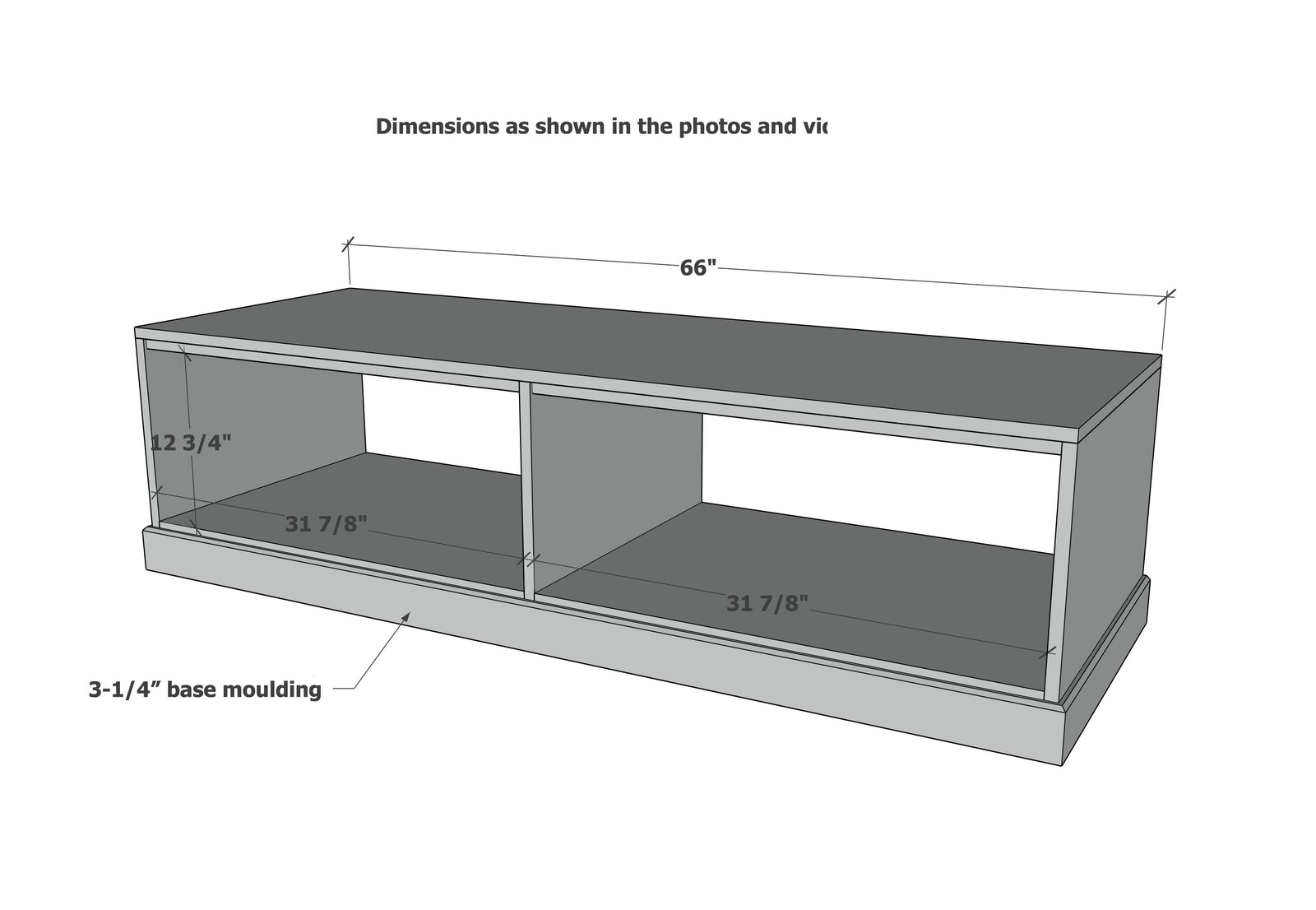 Simple Open Shelf Bench Made From Plywood dimension diagram 1