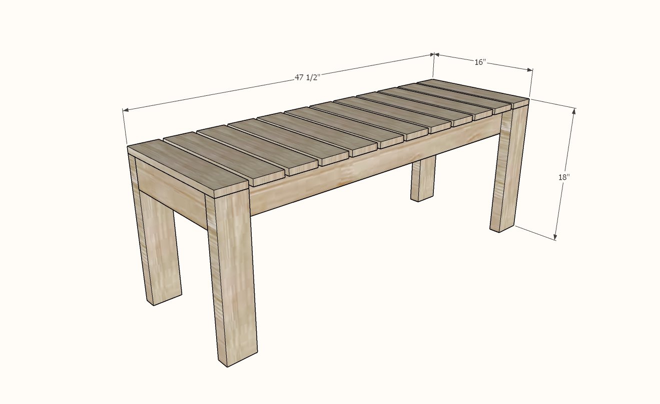 Simple Outdoor Dining Bench dimension diagram 1