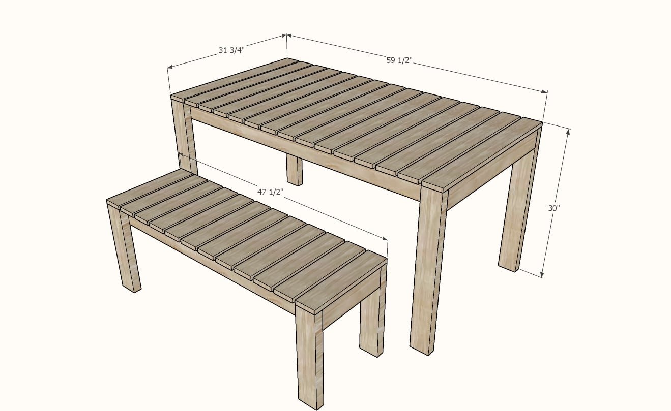 Simple Outdoor Dining Table dimension diagram 1