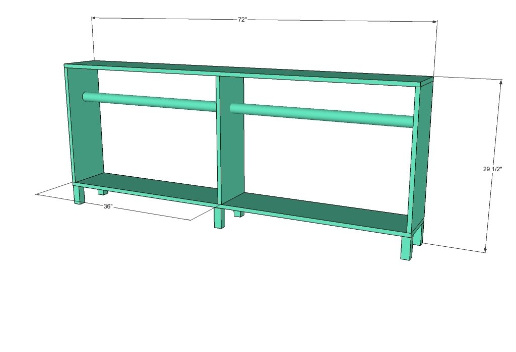 Simple Quilt Rack Console Table dimension diagram 1