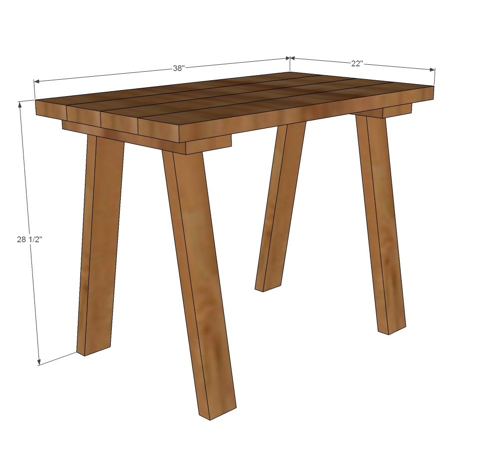 Simple Small Trestle Desk dimension diagram 1