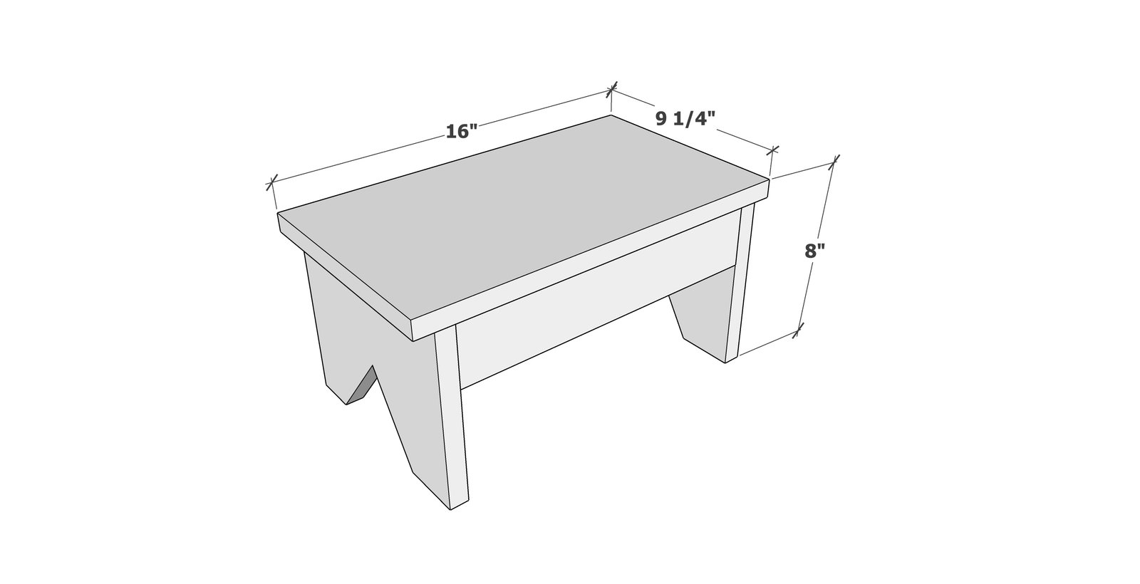 Simple Step Stool dimension diagram 1