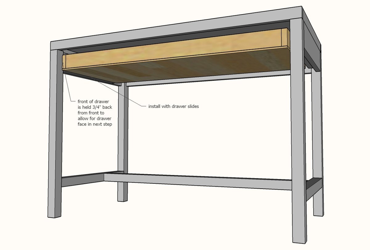 Simple Writing Desk with Drawer — step 9