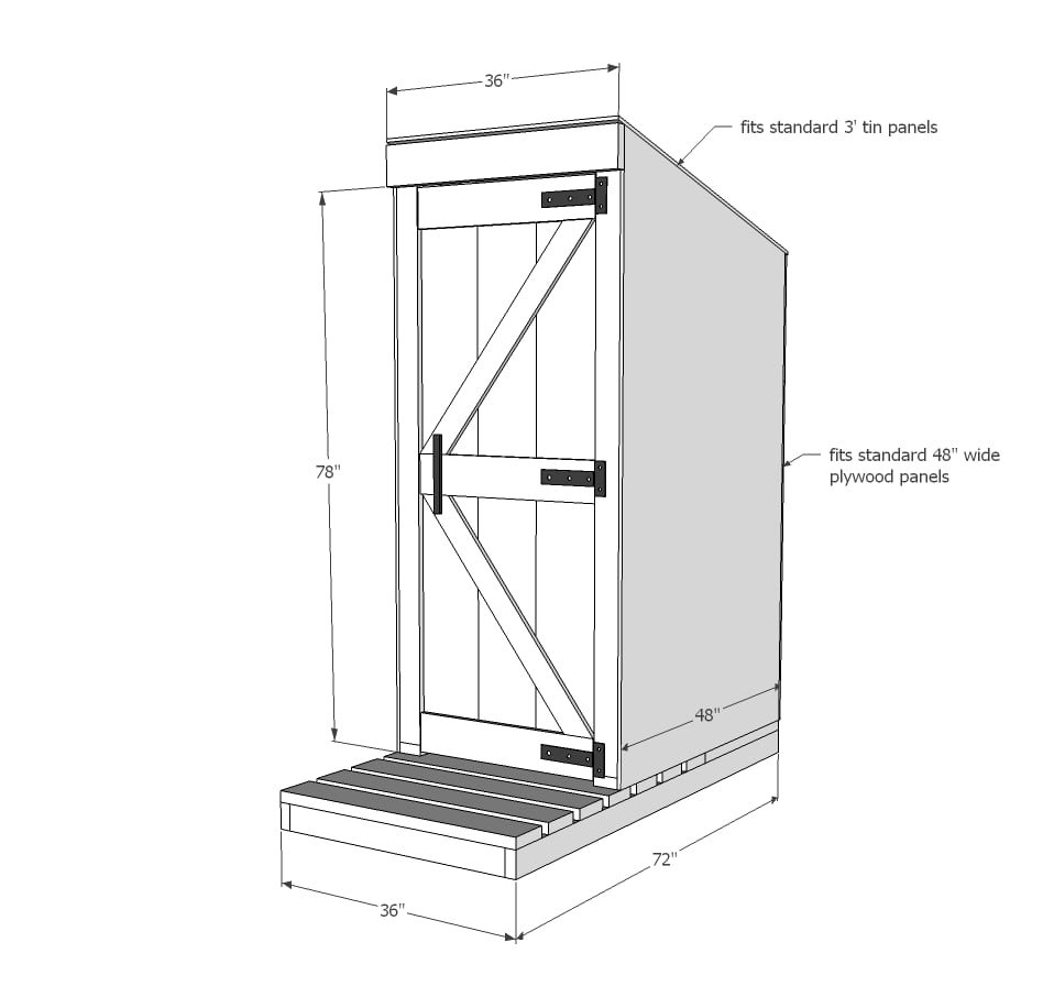 Simplest Outhouse dimension diagram 1