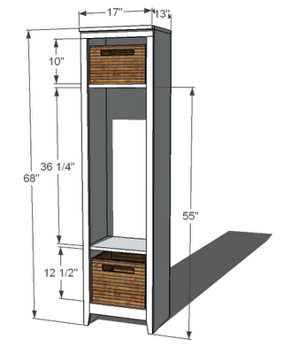 Single Locker Cabinet dimension diagram 1