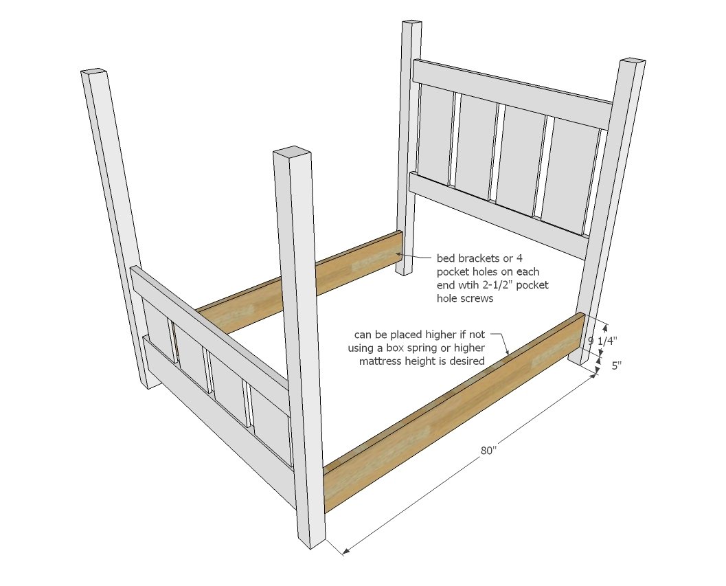 Slatted Four Post Farmhouse Bed — step 3