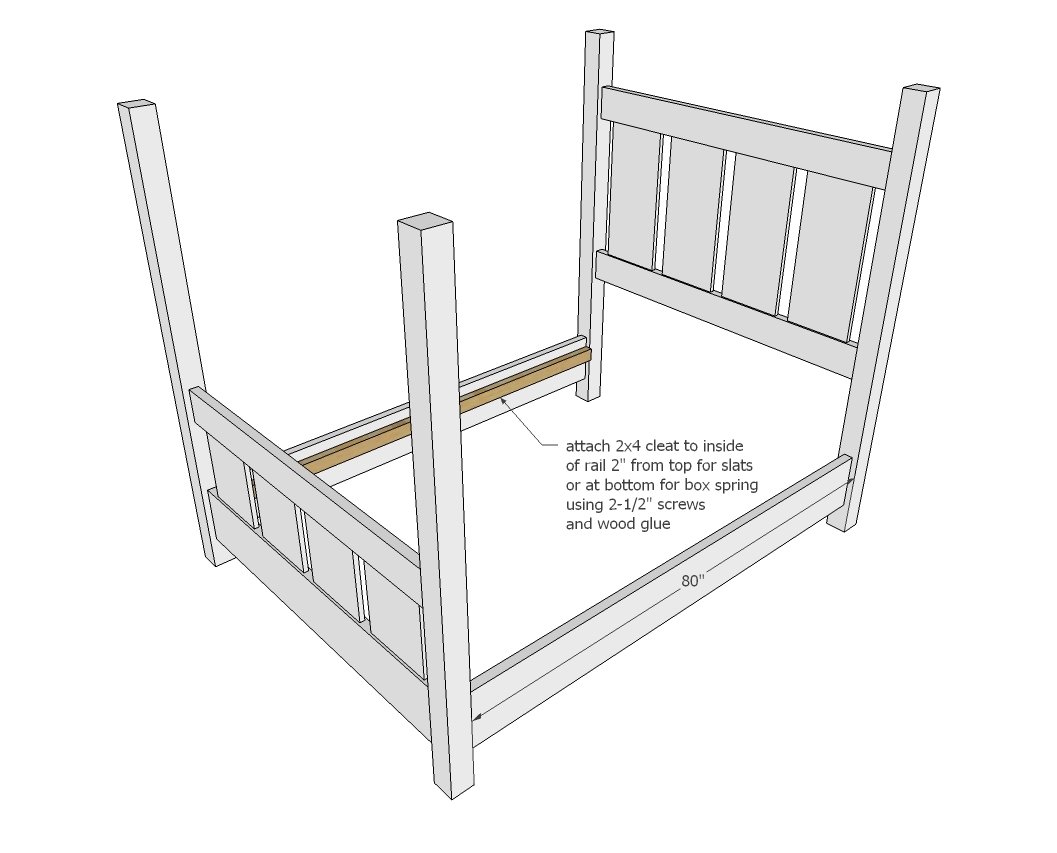 Slatted Four Post Farmhouse Bed — step 4