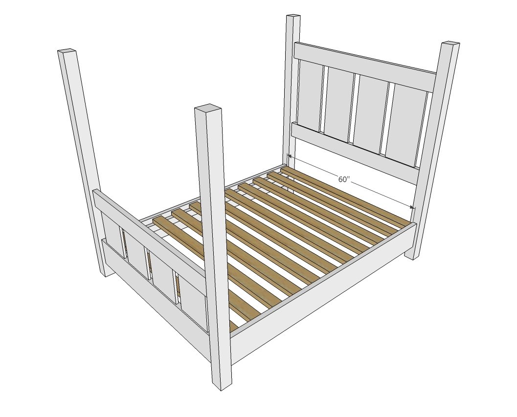 Slatted Four Post Farmhouse Bed — step 5