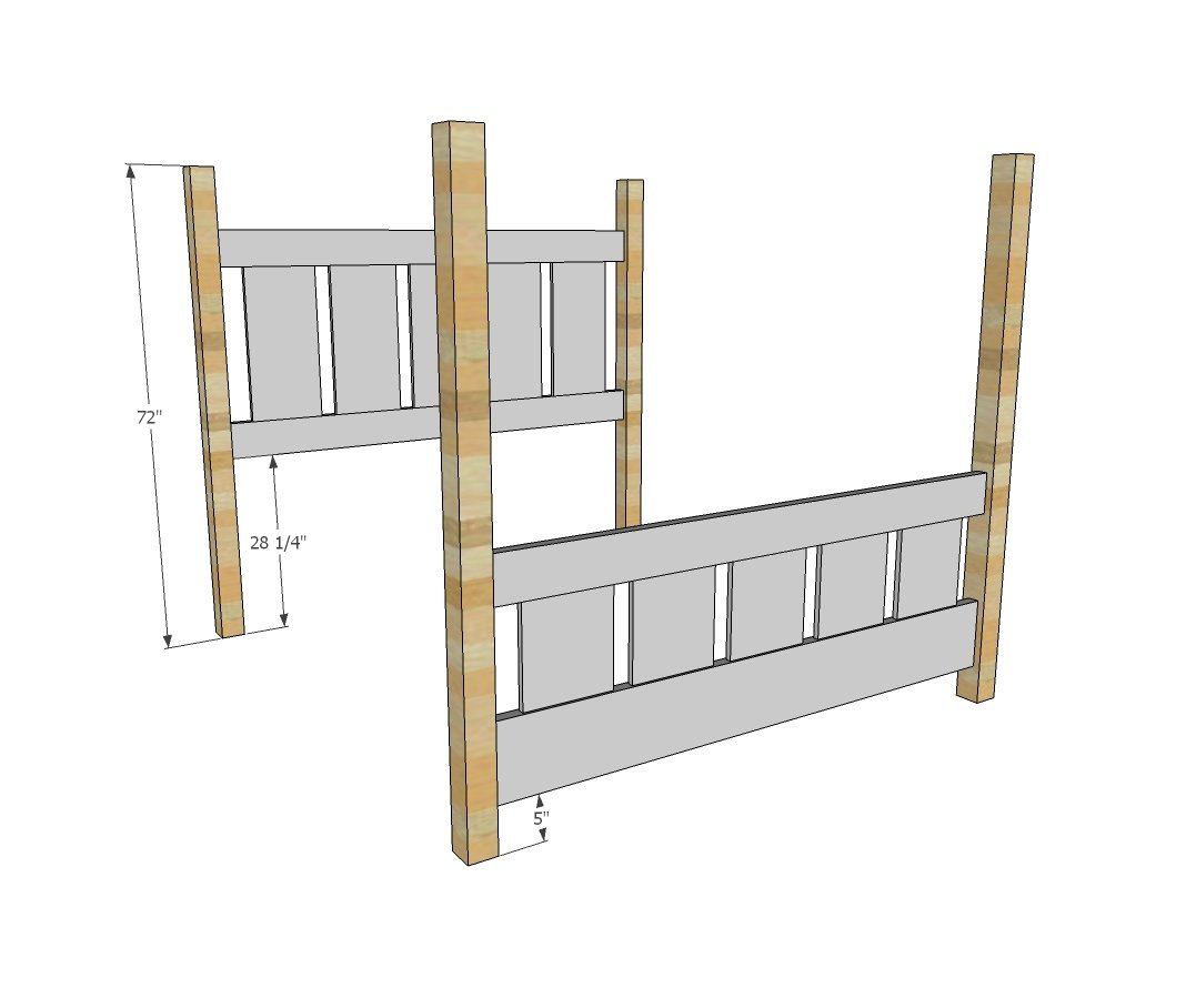 Slatted Four Post Farmhouse Bed — step 2