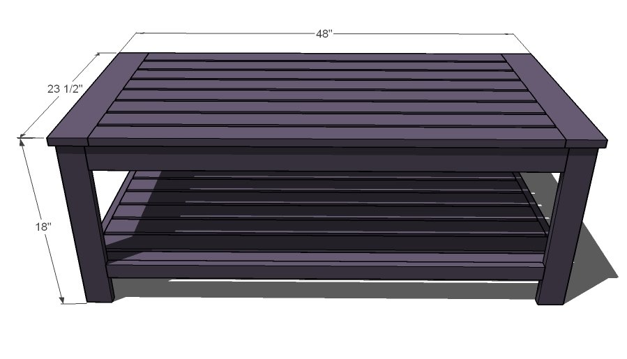 Slatted Outdoor Coffee Table dimension diagram 1